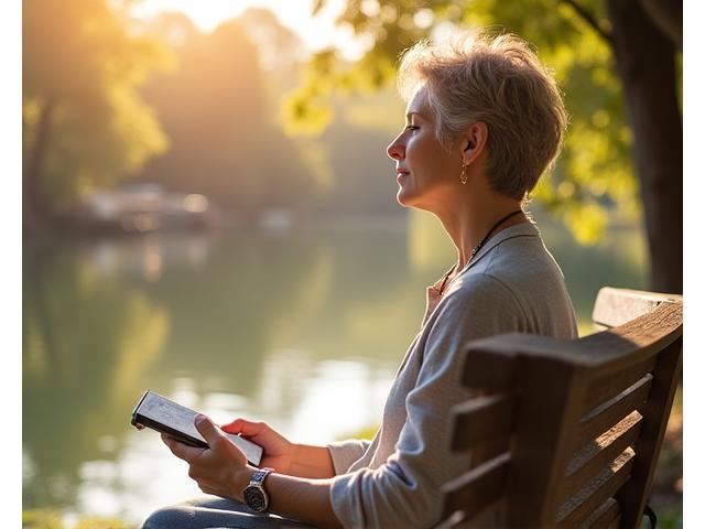 Woman enjoying nature, away from phone, representing a digital detox workshop